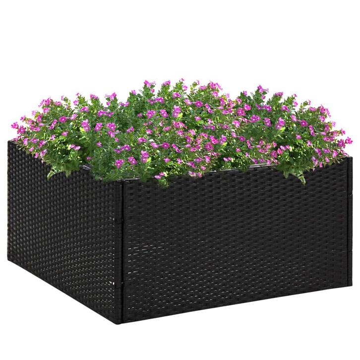 vidaXL Plantenbak 80x80x40 cm poly rattan zwart, Tuin en Terras, Bloembakken en Plantenbakken, 60 tot 100 cm, Nieuw, Kunststof