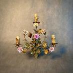 Kaars wandlamp - smeedijzer, porselein, Antiek en Kunst