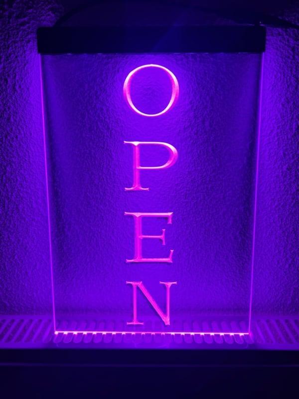 OPEN neon bord lamp LED verlichting reclame lichtbak VERTICA, Zakelijke goederen, Horeca | Meubilair en Inrichting, Verzenden