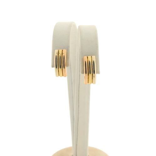 Tricolor gouden oorstekers (witgoud, roségoud) (witgoud), Sieraden, Tassen en Uiterlijk, Oorbellen, Overige kleuren, Gebruikt