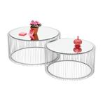 *WOONWINKEL* Kare Design Wire Zilveren Salontafelset Rond, Huis en Inrichting, Tafels | Salontafels, Verzenden, Nieuw