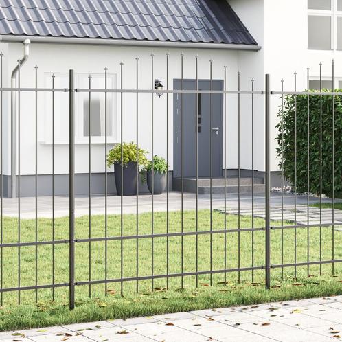 vidaXL Tuinhek met boogtop Grijs 8,5 x 1,75 m Staal, Tuin en Terras, Schuttingen, Nieuw, IJzer, Verzenden