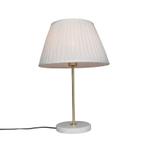 Retro tafellamp messing met Plisse kap crème 35 cm - Kaso, Huis en Inrichting, Lampen | Tafellampen, Nieuw, Overige materialen