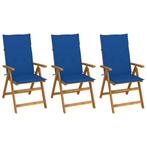 vidaXL Tuinstoelen 3 st inklapbaar met kussens massief, Verzenden, Nieuw, Hout
