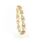 Gouden schakel armband met zirconia | 22,5 cm, Gebruikt, Overige kleuren, Ophalen of Verzenden, Met edelsteen