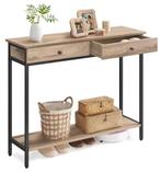 Consoletafel Industrieel - 2 Laden, Metaal, Hout, 100×30×80, Antiek en Kunst, Verzenden