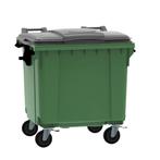 Afvalcontainer 1100 liter groen/grijs deksel vlak, Huis en Inrichting, Woonaccessoires | Prullenbakken, Nieuw, Ophalen of Verzenden