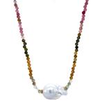 Toermalijn collier met parel 14 krt, Sieraden, Tassen en Uiterlijk, Kettingen, Ophalen of Verzenden, Nieuw