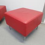 Design hocker / poef - rood leder (alleen per set), Ophalen of Verzenden, Nieuw