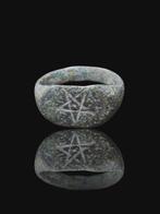 Middeleeuws Bronz Pentagram Seal Ring (Zonder Minimumprijs), Antiek en Kunst
