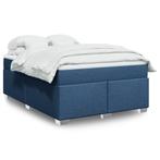 vidaXL Boxspring met matras stof blauw 140x200 cm, 140 cm, 200 cm, Stof, Verzenden