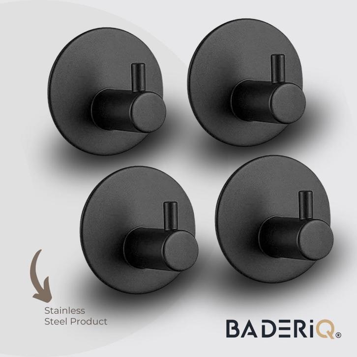 Nieuw Handdoekhaak 4 stuks Handdoekhaakjes Zwart Zelfklevend, Huis en Inrichting, Badkamer | Badtextiel en Accessoires, Zwart