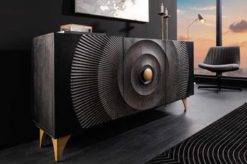 Handgemaakt dressoir GOLDEN SUNSET 140cm zwart met 3D beschikbaar voor biedingen
