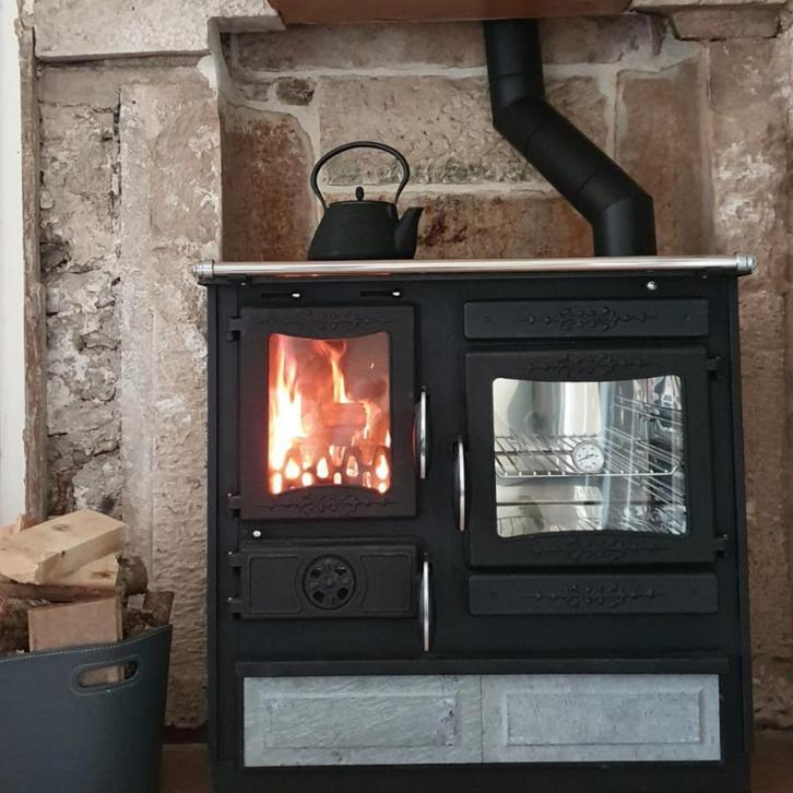 Houtfornuis Alhena Speksteen en Gietijzer OP VOORRAAD, Huis en Inrichting, Kachels, Houtkachel, Vrijstaand, Nieuw, Hout, Ophalen of Verzenden