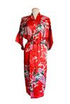 KIMU® kimono rood satijn XL-XXL ochtendjas yukata kamerjas b
