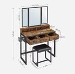 Make-uptafel met 3-lade, Inklapbare Spiegel en Kruk, Verzenden, Nieuw