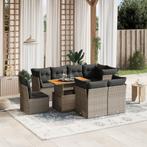 vidaXL 9-delige Loungeset met kussens poly rattan grijs, Tuin en Terras, Tuinsets en Loungesets, Verzenden, Nieuw, Rotan, Loungeset