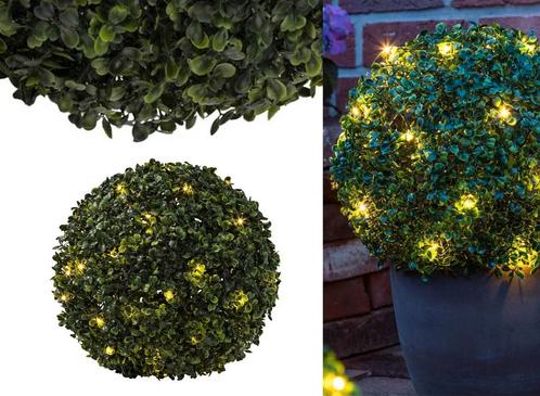 HI - Kunstbuxusbol - Met LED verlichting en timer - 35 cm, Tuin en Terras, Bloembakken en Plantenbakken, Nieuw, Verzenden