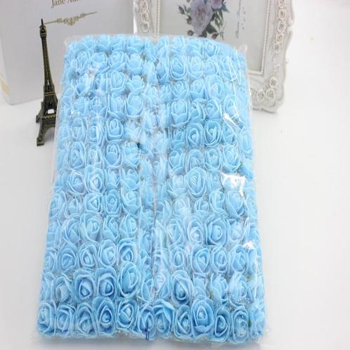 Actie mini foamrose met tule skyblue blauw bulk pak 144 st 2, Huis en Inrichting, Woonaccessoires | Kunstplanten en Kunstbloemen