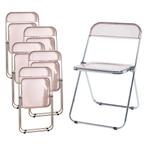 Klapstoel set van 6 Pornainen 74x46x47 cm roze transparant [, Verzenden, Nieuw
