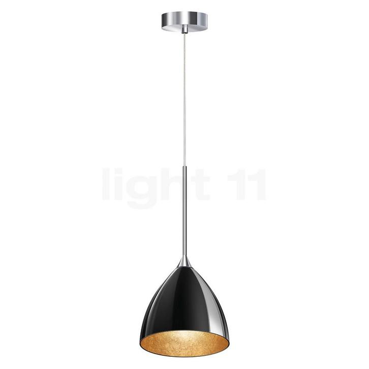 Bruck Silva Hanglamp, chroom glimmend/glas zwart/goud - ø¸, Huis en Inrichting, Lampen | Hanglampen, Nieuw, Verzenden