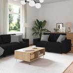 vidaXL Bankstel met kussen met kussen Zwart Stof, Verzenden, Nieuw, Stof, Minder dan 150 cm
