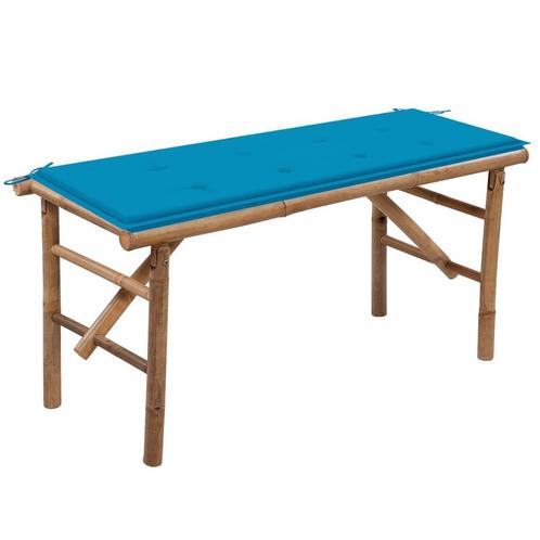 vidaXL Tuinbank inklapbaar met kussen 118 cm bamboe, Tuin en Terras, Tuinbanken, Nieuw, Hout, Verzenden