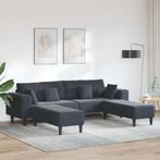 vidaXL Velours Bank met kussen 3 pcs Donkergrijs 208 cm, Huis en Inrichting, Banken | Bankstellen, Verzenden, Nieuw, Stof, 150 tot 200 cm