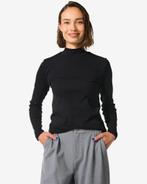 HEMA Dames T-shirt Clara rib zwart, Kleding | Dames, Verzenden, Nieuw