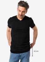 HEMA Heren t-shirt slim fit v-hals extra lang zwart, Verzenden, Nieuw