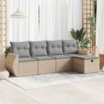 vidaXL 5-delige Loungeset met kussens poly rattan beige, Tuin en Terras, Tuinsets en Loungesets, 5 zitplaatsen, Nieuw, Loungeset