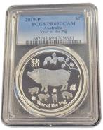 Lunar II - Year of the Pig - 1 oz 2019 PCGS PR69DCAM, Verzenden, Losse munt, Zilver