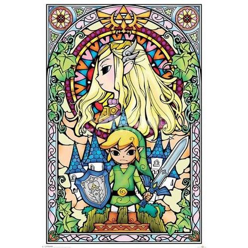 The legend of Zelda Stained glass Maxi poster 61 x 91cm, Spelcomputers en Games, Games | Overige, Nieuw, Verzenden