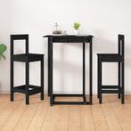 vidaXL Barstoelen 2 st 40x41,5x112 cm massief grenenhout, Huis en Inrichting, Stoelen, Verzenden, Nieuw, Zwart
