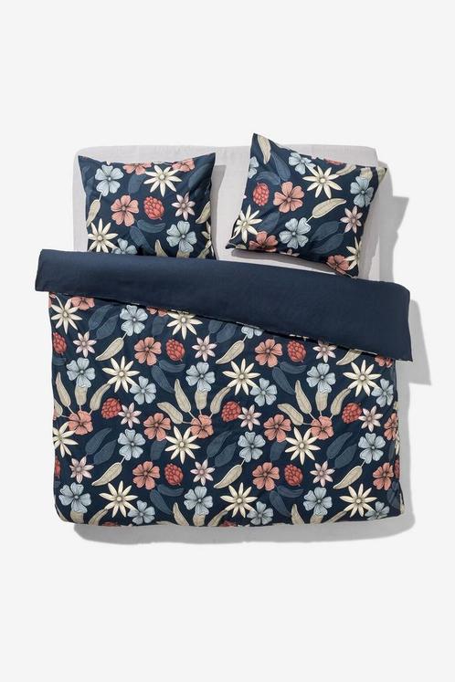 HEMA Dekbedovertrek zacht katoen 200x200/220 bloemen blauw, Huis en Inrichting, Slaapkamer | Beddengoed, Nieuw, Verzenden
