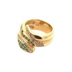 Ring - 14 karaat Geel goud Smaragd - Diamant - Slangring, Sieraden, Tassen en Uiterlijk, Ringen, Nieuw