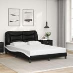 vidaXL Bedframe met hoofdbord kunstleer zwart en wit 120x200, Overige materialen, Verzenden, Zwart, Nieuw