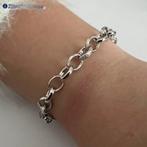 Zilveren schakelarmband met 3 shiny schakels gerhodineerd, Sieraden, Tassen en Uiterlijk, Armbanden, Verzenden, Nieuw, Zilver