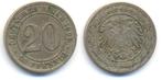 20 Pfennig 1890 F Kaiserreich: Kleinmunten koper-nikkel, Verzenden