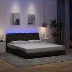 vidaXL Bedframe met LED zonder matras 180x200 cm stof, Eenpersoons, Bruin, Verzenden, Nieuw