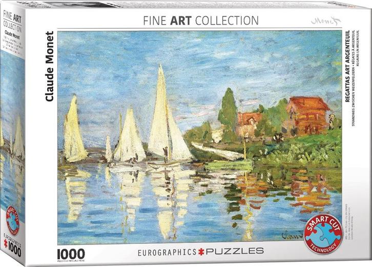 Monet Claude - Regattas in Argenteuil Puzzel (1000 stukjes), Hobby en Vrije tijd, Denksport en Puzzels, Nieuw, Verzenden