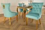 Barokke stoel CASTLE DELUXE blauw fluweel goud RVS met, Huis en Inrichting, Stoelen, Ophalen of Verzenden, Nieuw