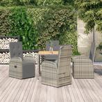 vidaXL 5-delige Tuinset met kussens poly rattan grijs, Tuin en Terras, Verzenden, Nieuw, Rotan, Tuinset