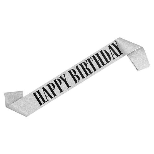 Zilveren Sjerp Happy Birthday, Hobby en Vrije tijd, Feestartikelen, Nieuw, Verzenden