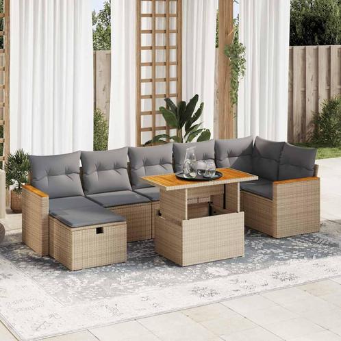 vidaXL 5-delige Loungeset met kussens poly rattan beige, Tuin en Terras, Tuinsets en Loungesets, Loungeset, Nieuw, Rotan, Verzenden