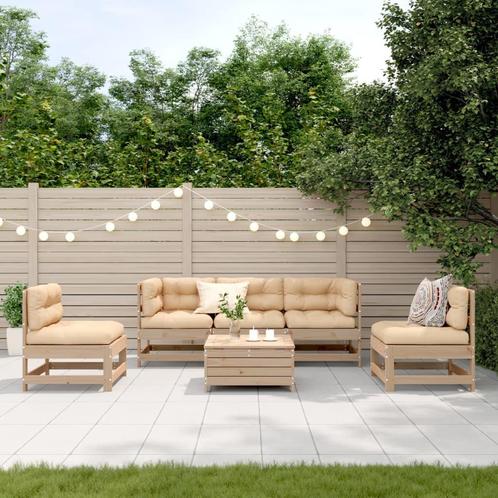 vidaXL 6-delige Loungeset met kussens massief grenenhout, Tuin en Terras, Tuinsets en Loungesets, Loungeset, Nieuw, Verzenden