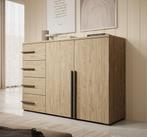 Meubella | Dressoir eiken 134x40x94cm | Opbergkast, 100 tot 150 cm, Verzenden, Nieuw, Industrieel