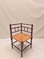 Stoel - Franse Bobbin Hoekstoel met Rieten Afwerking - Hout,, Antiek en Kunst