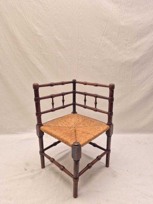 Stoel - Franse Bobbin Hoekstoel met Rieten Afwerking - Hout,, Antiek en Kunst, Curiosa en Brocante