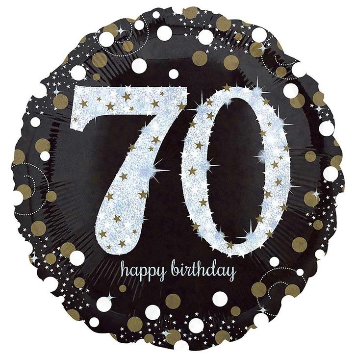 FolieBallon 70 jaar happy birthday sparkling gold 43cm, Kleding | Heren, Carnavalskleding en Feestkleding, Nieuw, Ophalen of Verzenden